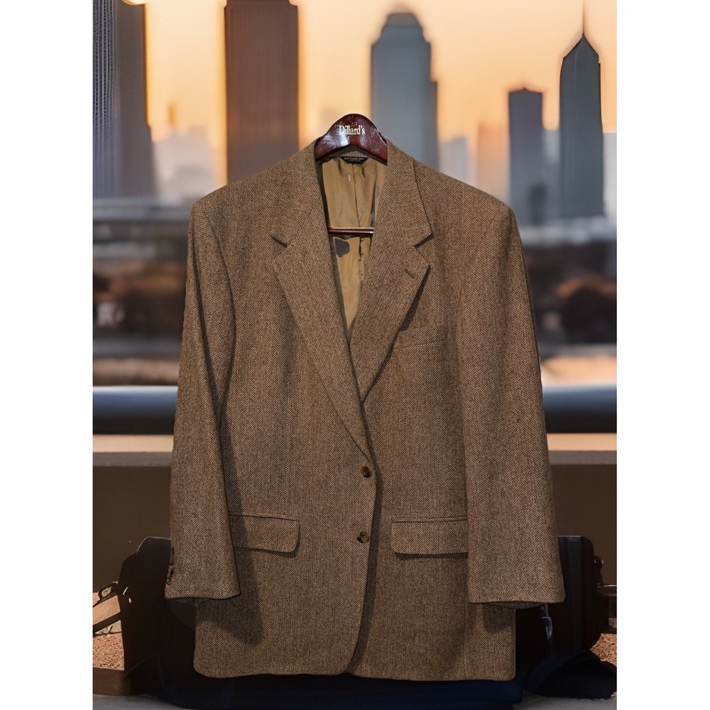 Perlis 100% Camel Hair Blazer Men 44L Tall Beige Business Wedding Resort